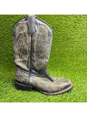 Corral Girls Size 3T Dark Brown Outdoor Leather Square Toe Western Cowgirl Boots
